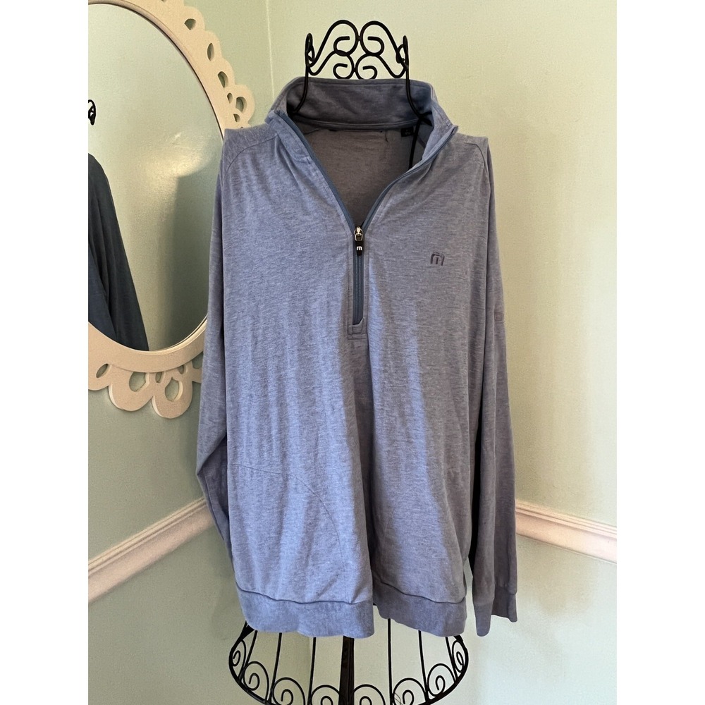 TRAVIS MATHEW Size L 1/4 Zip Performance Shirt Pullover Golf Sweatshirt Blue